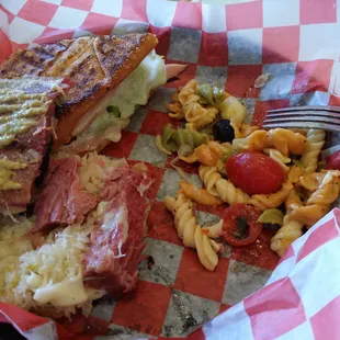 Sharing with mom a urban with monde corn beef abd an Italian trio