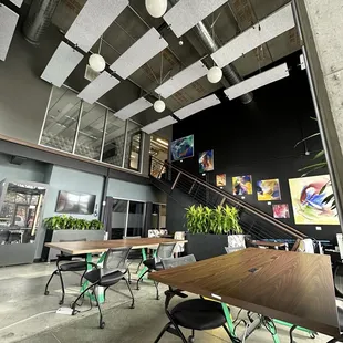 One of several desk areas