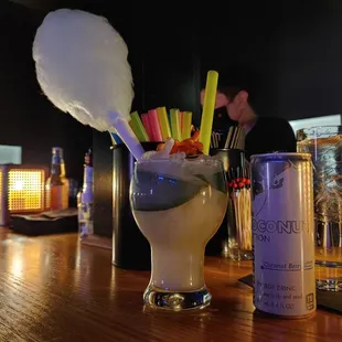 Dream with red bull and cotton candy add ons