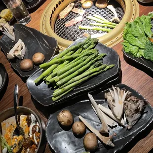 Ssam Pack, Papas Bravas, various veggies for the grill