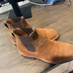 Two year old basin boot