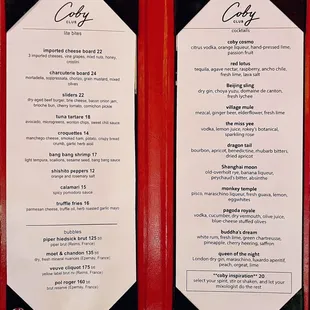 Food &amp; Drinks Menu
