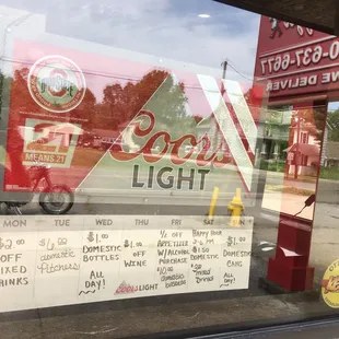 a sign in the window