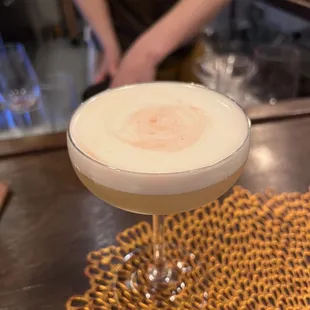 Personalized cocktail with egg whites. YUM!!