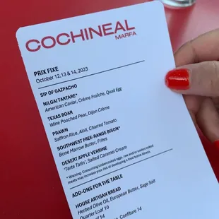 "Prix Fixe", the main set of courses we went with (and we threw in an Artisian bread).