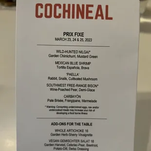 menu