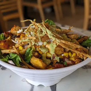 Chicken adobo and corn quinoa bowl