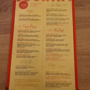 Food menu