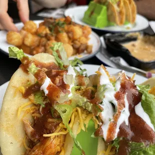 Happy hour soft tacos and tots