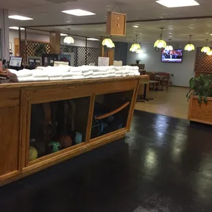 Front desk with towel service