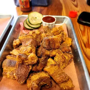 Crackling. Really good when served warm.