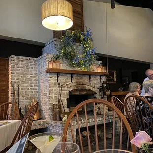 Working fireplace with an antique weight driven spit.