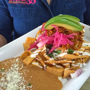 Chilaquiles Cremosos ( chipotle sour cream )