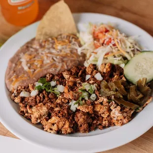 a plate of mexican food