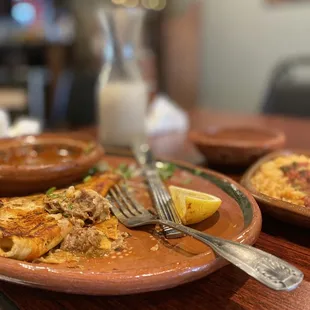 two plates of food on a table