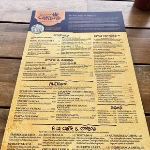 The two sided menu. So many choices