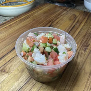 Mixed Ceviche of Shrimp and local fish.