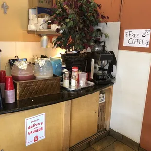 Free coffee and the juice too (I do not know if the juice is free)