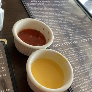 Salsa and cheese sauce