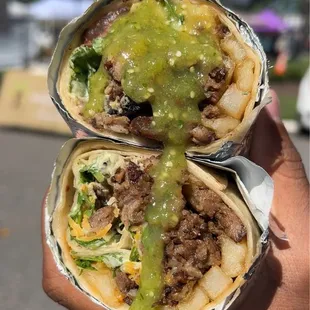 Burrito with salsa verde