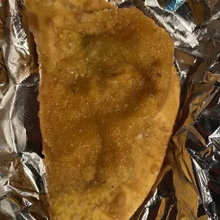 Chicken empanada fried to perfection and still very moist!