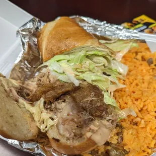 Pernil sandwich and rice.. food truck meal #9
