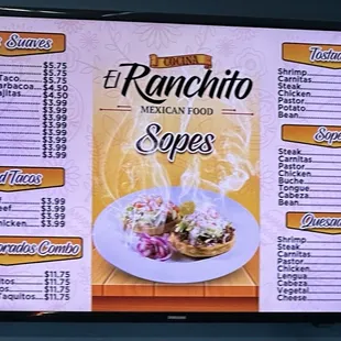 Menu as of 10/10/24