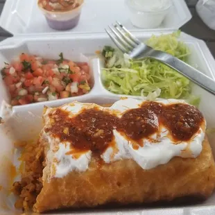 Chimichanga, el pastor and rice.