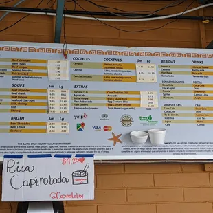 Outdoor menu posted for To Go window 3-20-2022