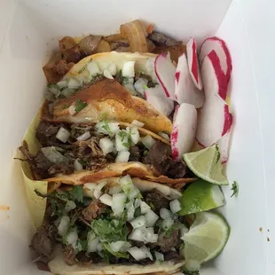 Three birria quesatacos