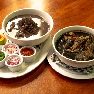 Black Bean pork soup and Black chili chicken soup