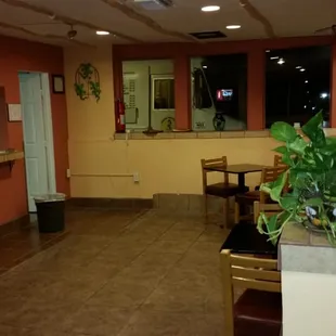 a view of a dining area