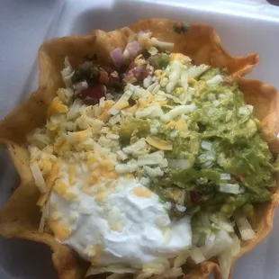 Shrimp Taco Salad w/guac. YUM YUM