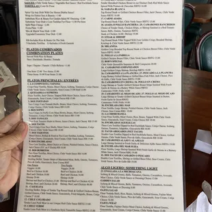 a menu for a mexican restaurant