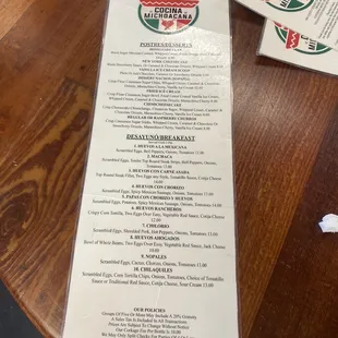 menu