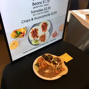 Partial Pop Up Menu &amp; Three Taco Combo Plate