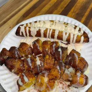 Plátano frito con lechera y plátano preparado