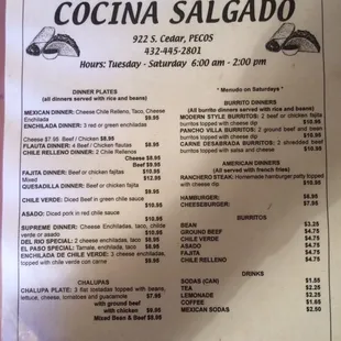 menu