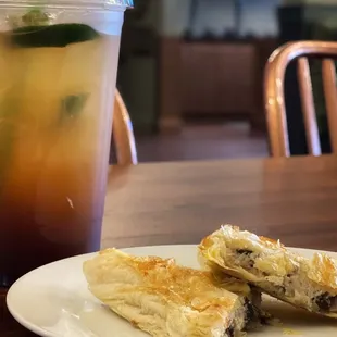 Lemonade with shroom savory pastry.