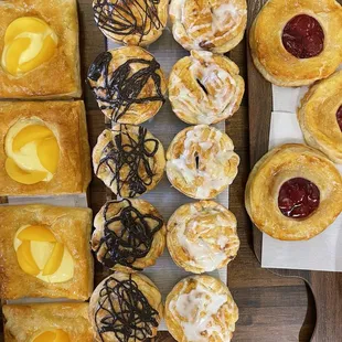 Sweet pastries (peach, peanut butter, caramel and strawberry)