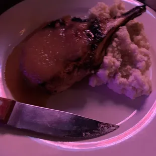 Pork chop and grits