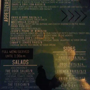 New menu