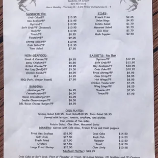 Menu as of November 7, 2020.
