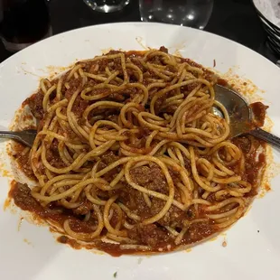 Spaghetti with bolognese sauce.
