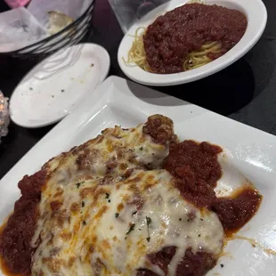 Chicken parm with angel hair