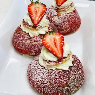 Scratch made LARGE STRAWBERRY CREAM PUFFS