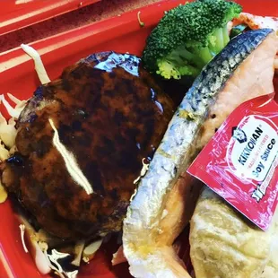 Teriyaki Hamburger &amp; Salmon Combo