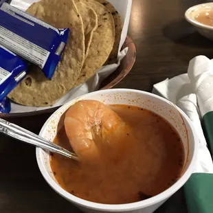 Complementary soup - spicy and delicious