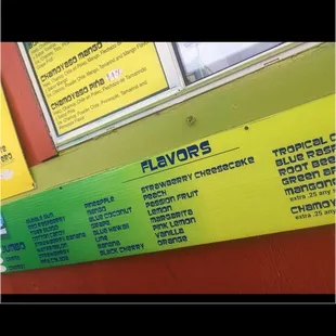 Shaved Ice Flavors