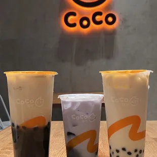 Brown sugar Jasmine tea, taro milk tea, Jasmine milk tea